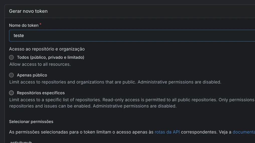 Nome do token